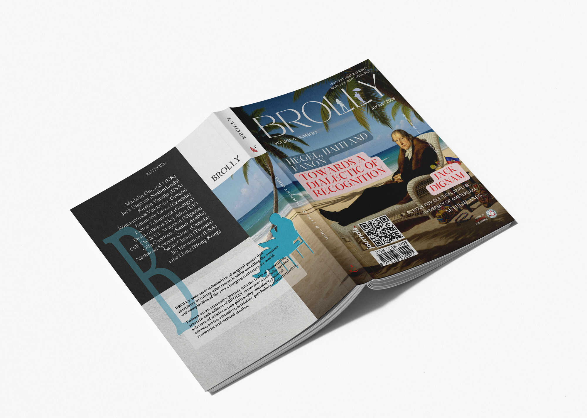 cover, current issue, Brolly Journal of Social Sciences, magazine wrapped in plastic